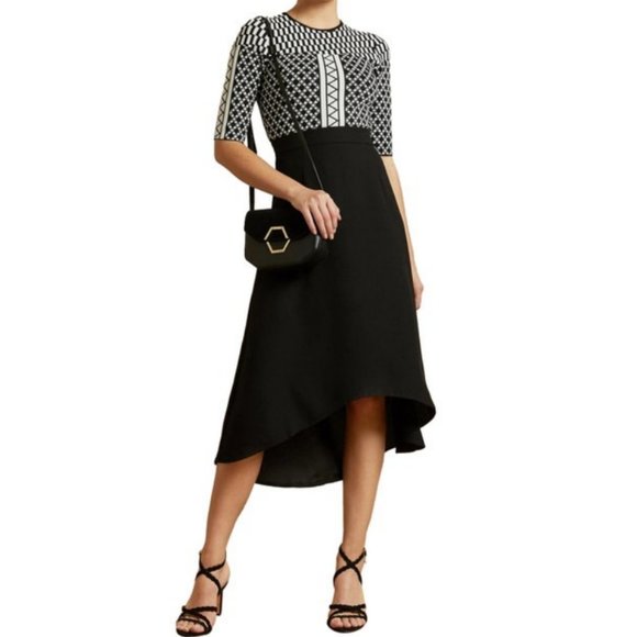 ted baker aggigi tulip skirted bodycon dress in black size 2 nwot - Picture 5 of 11